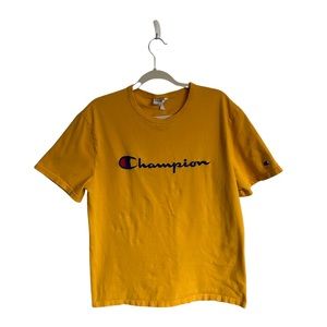 VINTAGE heavy weight champion embroidered gold yellow t shirt